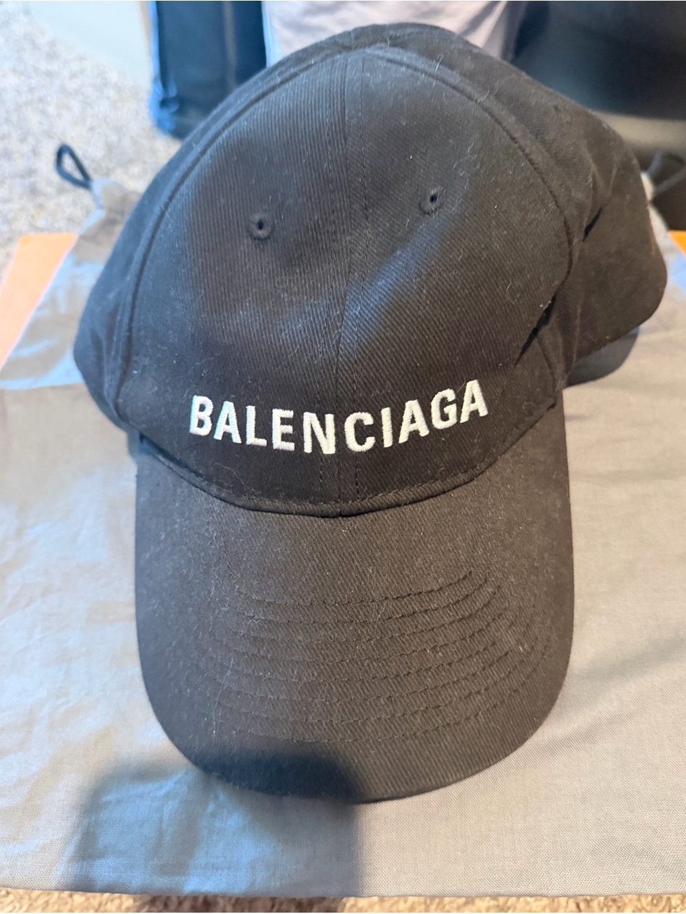 Balenciaga Black Cap with White Logo Embroidery